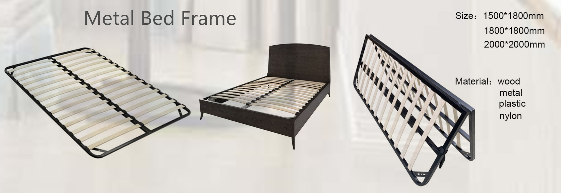 Slatted Metal bed Frame 